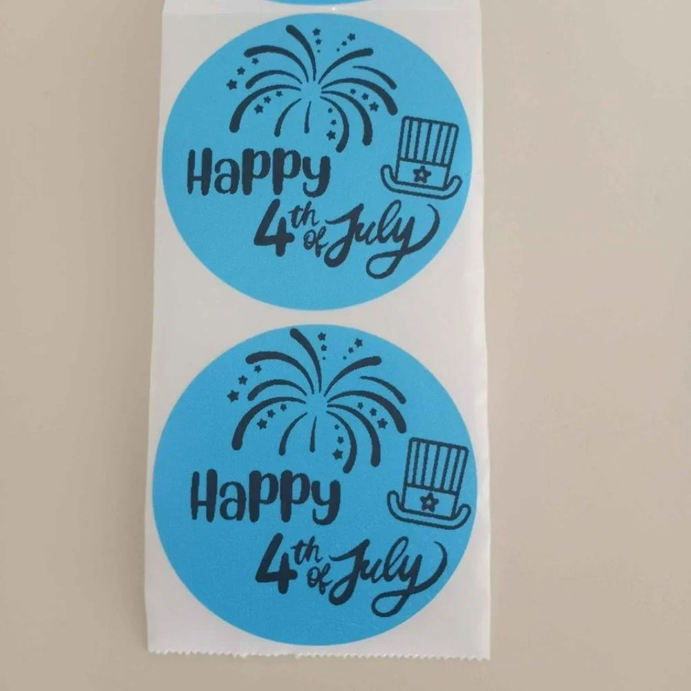💙100 Happy 4th- Round Shipping Labels Thermal Packaging Stickers 2